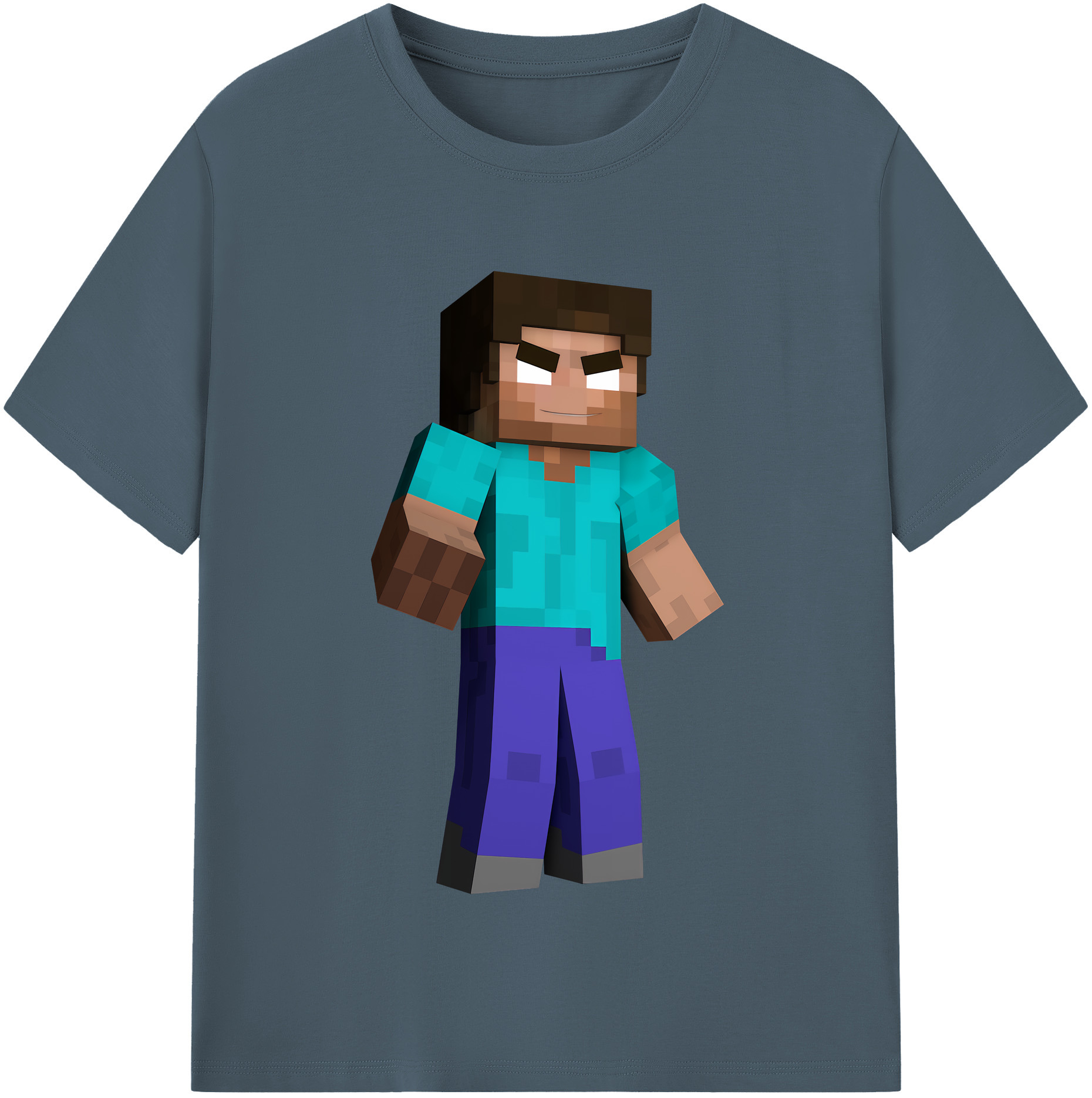 （画像用） マインクラフト ブロックの世界 Minecraft MC Block world 綿100％半袖Tシャツ（フロントプリント）